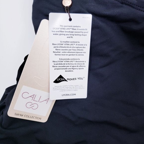 New CALIA Women's Strappy Ruched Tankini Top Size S Black - Picture 9 of 11